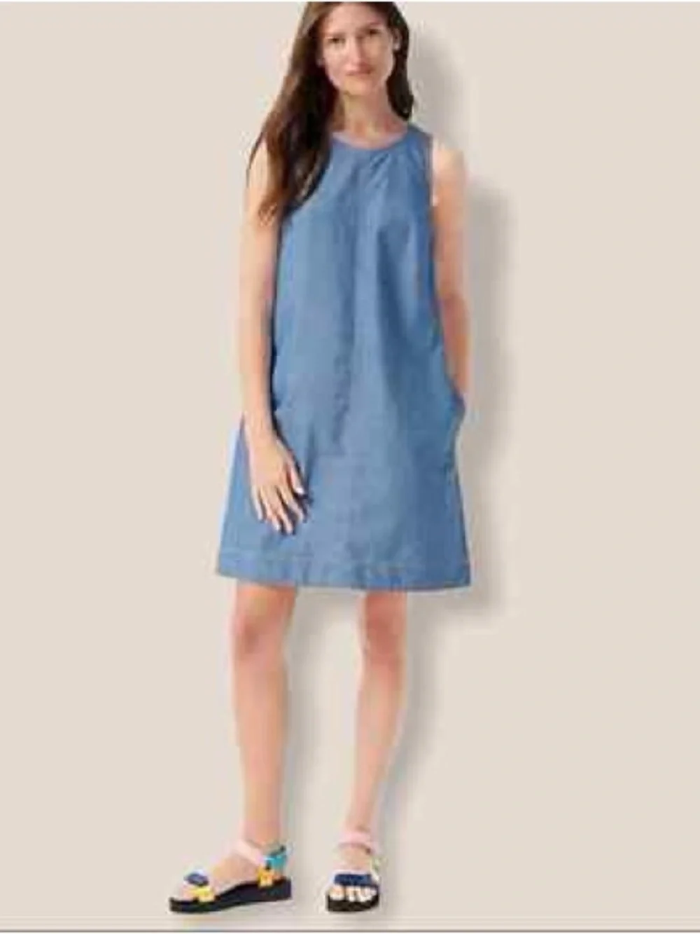 J. Crew Button Back Chambray Shift Dress NWOT